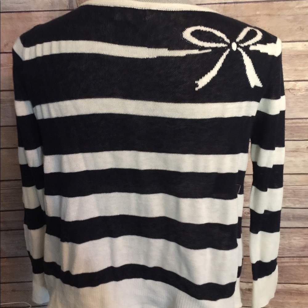 Anthropologie MOTH bow cardigan navy white bow S/P